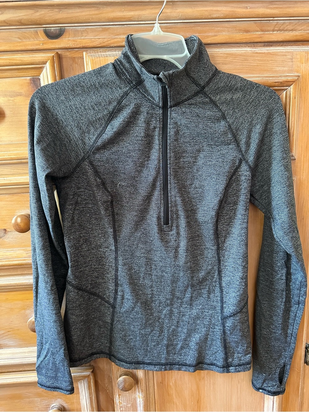 Lucy Heathered Charcoal Half-Zip Long Sleeve